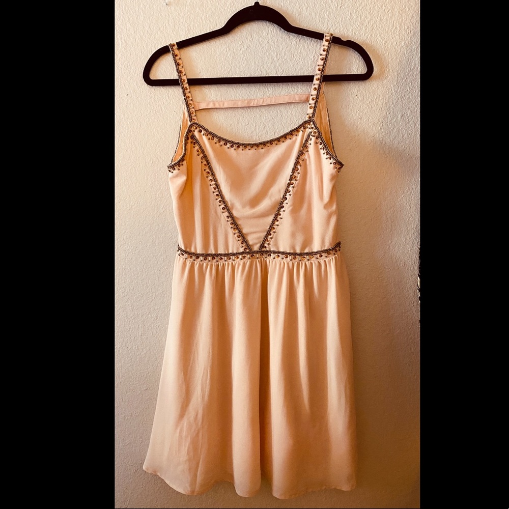 Peach Flounce Beaded Dress